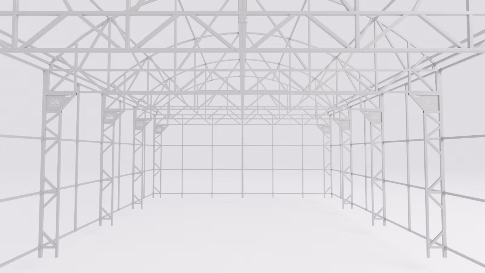 The roofline from inside — where the shade runs
